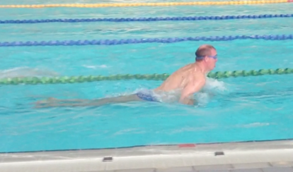 Stuart get's good height out of the water from his pull, which is faster than keeping a lower profile when pulling.